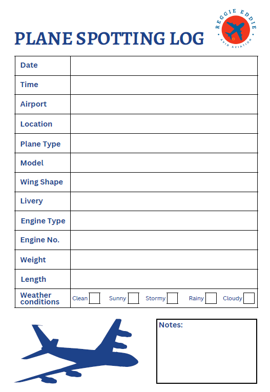 Kids Plane Spotting Log
